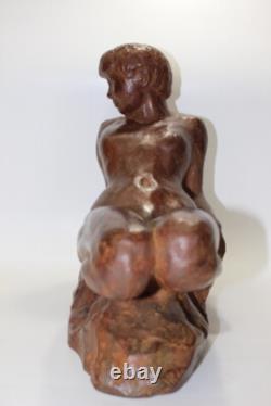 Statue sculpture femme nue en bronze Japon ancienne Hori Shinji H11 pouces