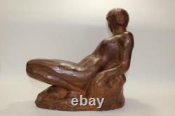 Statue sculpture femme nue en bronze Japon ancienne Hori Shinji H11 pouces
