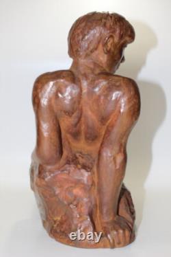 Statue sculpture femme nue en bronze Japon ancienne Hori Shinji H11 pouces