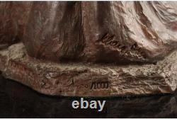 Statue sculpture fille liseuse en bronze H9 pouces 1994 artisanat Japon ancien
