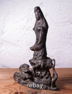 Statue sculpture guanyin en cuivre art bouddhisme dragon Japon ancienne H6