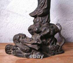 Statue sculpture guanyin en cuivre art bouddhisme dragon Japon ancienne H6