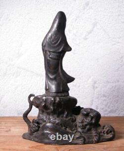 Statue sculpture guanyin en cuivre art bouddhisme dragon Japon ancienne H6 po