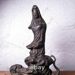 Statue sculpture guanyin en cuivre art bouddhisme dragon Japon ancienne H6 po