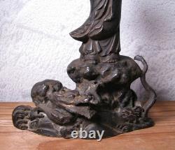 Statue sculpture guanyin en cuivre art bouddhisme dragon Japon ancienne H6 po