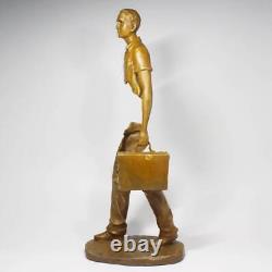 Statue sculpture homme en bronze art M La Luer ancienne H22 pouces