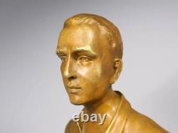 Statue sculpture homme en bronze art M La Luer ancienne H22 pouces