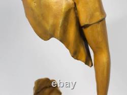 Statue sculpture homme en bronze art M La Luer ancienne H22 pouces