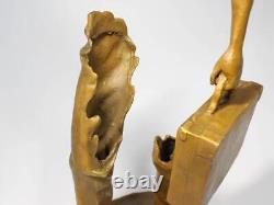 Statue sculpture homme en bronze art M La Luer ancienne H22 pouces