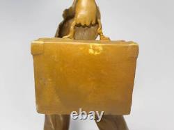 Statue sculpture homme en bronze art M La Luer ancienne H22 pouces