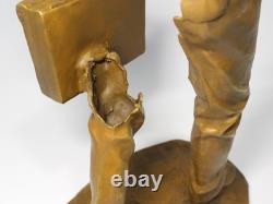 Statue sculpture homme en bronze art M La Luer ancienne H22 pouces