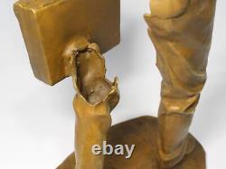Statue sculpture homme en bronze art M La Luer ancienne H22 pouces