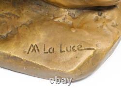 Statue sculpture homme en bronze art M La Luer ancienne H22 pouces