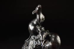 Statue sculpture rat souris bronze Nakamura Shinya avec boîte Japon ancienne