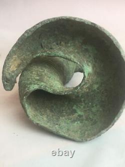 Statue sculpture serpent menaçant Bronze Patine vert Ancien Cobra