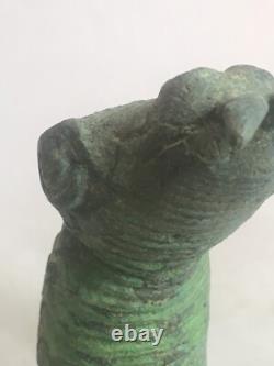 Statue sculpture serpent menaçant Bronze Patine vert Ancien Cobra