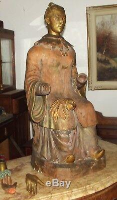 Statue sculpture terre cuite divinité asiatique Bouddha asie XIXeme dieux ancien