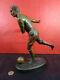 Statue Trophée Ancien De Footballeur En Régule Patine Bronze Médaille Art Déco