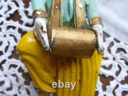 Statues Birmanie anciennes bois sculpté polychrome musiciens myanmar lot 4+1off