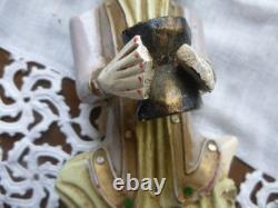 Statues Birmanie anciennes bois sculpté polychrome musiciens myanmar lot 4+1off