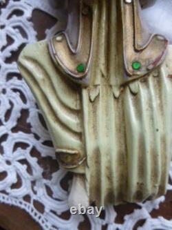 Statues Birmanie anciennes bois sculpté polychrome musiciens myanmar lot 4+1off