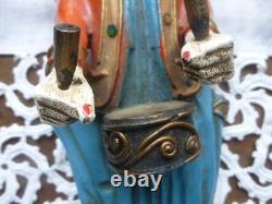 Statues Birmanie anciennes bois sculpté polychrome musiciens myanmar lot 4+1off