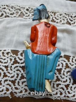 Statues Birmanie anciennes bois sculpté polychrome musiciens myanmar lot 4+1off