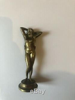Statuette Bronze sur socle Femme nue érotique Ancien Antique vintage Rare Doré