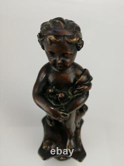 Statuette, Enfant, Chérubin, H 15,5cm, Sculpture ancienne