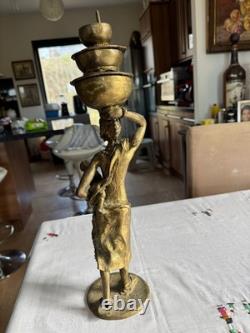 Statuette ancienne, Afrique, bronze moulé dans le sable 41 cm