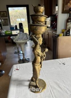 Statuette ancienne, Afrique, bronze moulé dans le sable 41 cm