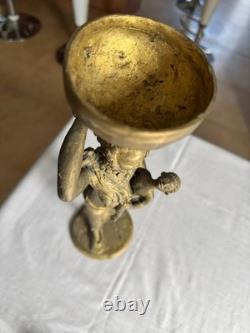 Statuette ancienne, Afrique, bronze moulé dans le sable 41 cm