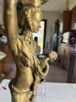 Statuette ancienne, Afrique, bronze moulé dans le sable 41 cm