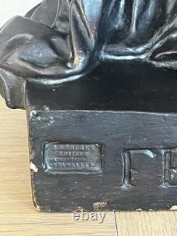 Statuette ancienne Fénelon Régule sur plâtre Signée J. Geruzet Bruxelles