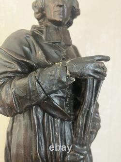 Statuette ancienne Fénelon Régule sur plâtre Signée J. Geruzet Bruxelles