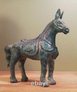 Statuette ancienne de cheval, sculpture en bronze, Chine