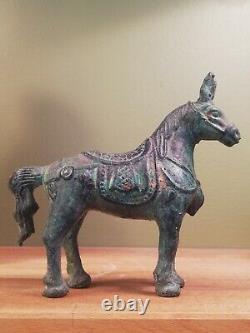 Statuette ancienne de cheval, sculpture en bronze, Chine