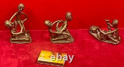 Statuette ancienne en bronze. Sculpture érotique Afrique lot de 3 Assez rare