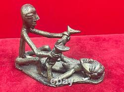Statuette ancienne en bronze. Sculpture érotique Afrique lot de 3 Assez rare