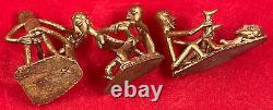 Statuette ancienne en bronze. Sculpture érotique Afrique lot de 3 Assez rare