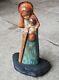 Statuette Ancienne En Terre Sculpture De La Vièrge à L'enfant, Signé
