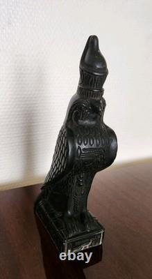 Statuette en Pierre du Dieu HORUS Signée Art Égyptien Statue Sculpture Ancien