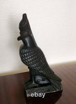 Statuette en Pierre du Dieu HORUS Signée Art Égyptien Statue Sculpture Ancien