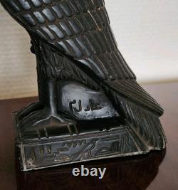 Statuette en Pierre du Dieu HORUS Signée Art Égyptien Statue Sculpture Ancien