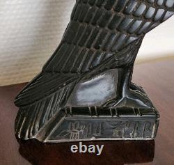 Statuette en Pierre du Dieu HORUS Signée Art Égyptien Statue Sculpture Ancien