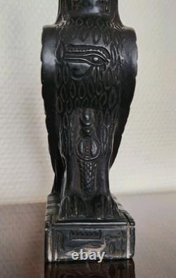 Statuette en Pierre du Dieu HORUS Signée Art Égyptien Statue Sculpture Ancien