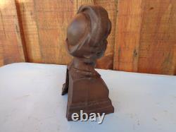 Statuette figurine visage ancien serre-livre statue sculpture turban collier