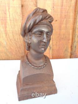 Statuette figurine visage ancien serre-livre statue sculpture turban collier