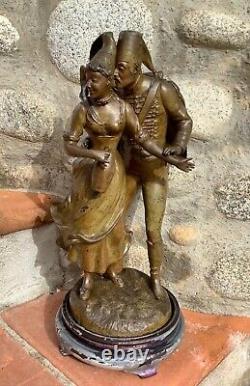 Superbe Ancienne STATUETTE 19eme en RÉGULE à Patine Bronze Signée ROUSSEAU