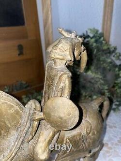 Superbe Ancienne statue en bronze Africaine Cire Perdue D'un Guerrier Dogon